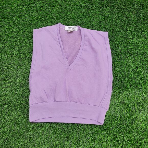 Vintage 80s MOD Vest Sweater Womens XS/S 17x20 Purple Cozy USA - Picture 1 of 9